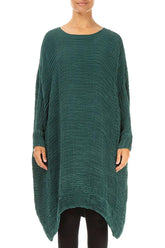 Wide Peacock Plissé Silk Kaftan Dress 1