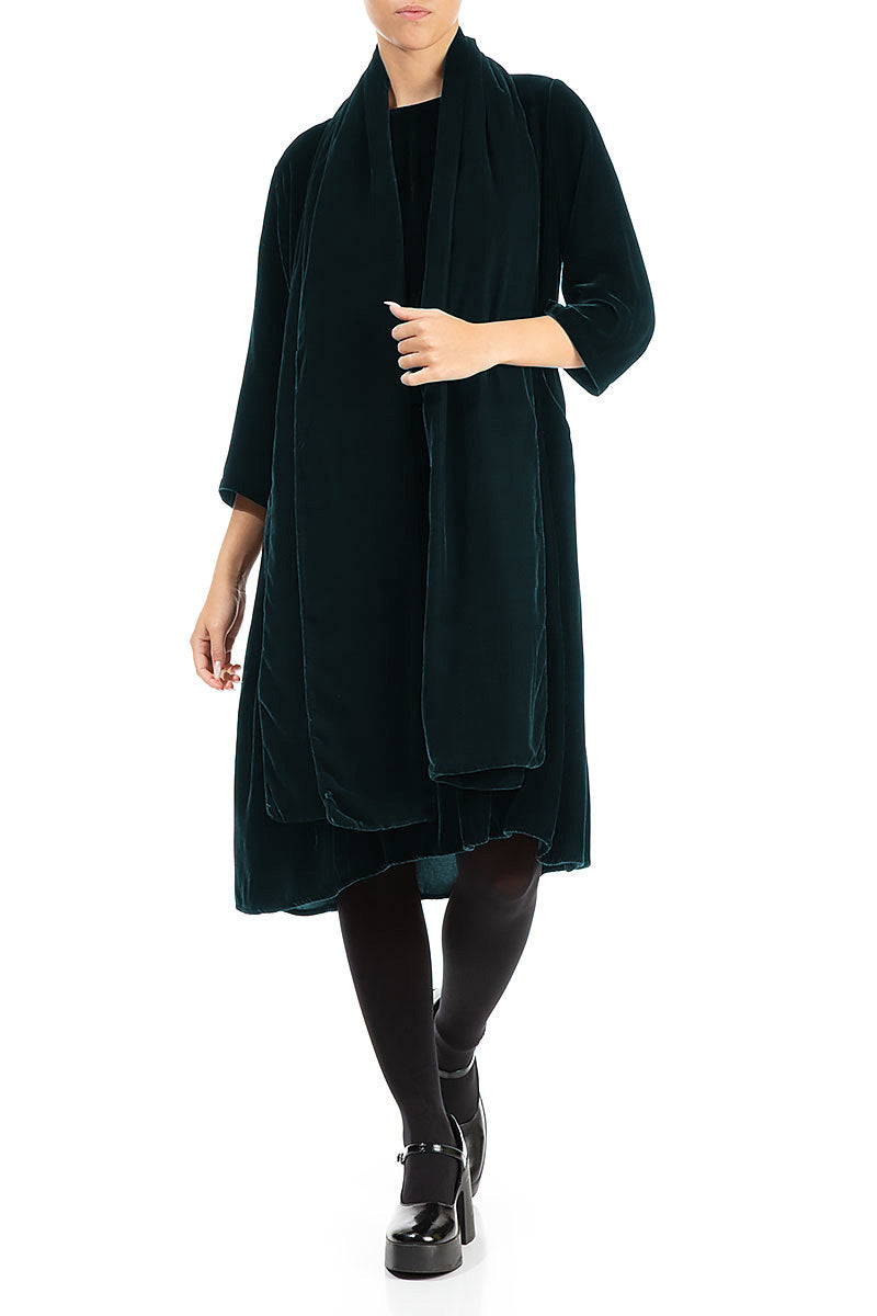 Écharpe large en velours de soie à motif paon