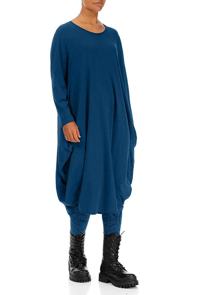 Wide Royal Blue Cotton Dress 3