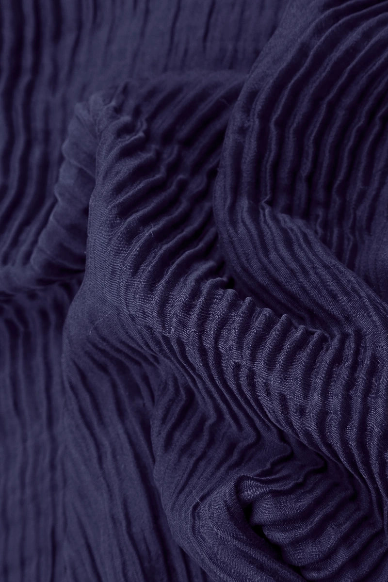 Wide Royal Purple Plissé Silk Kaftan Dress 5