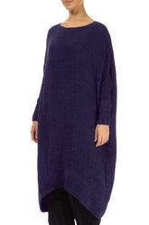 Wide Royal Purple Plissé Silk Kaftan Dress 3