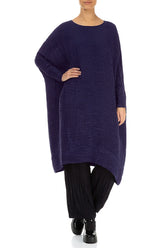 Wide Royal Purple Plissé Silk Kaftan Dress 4