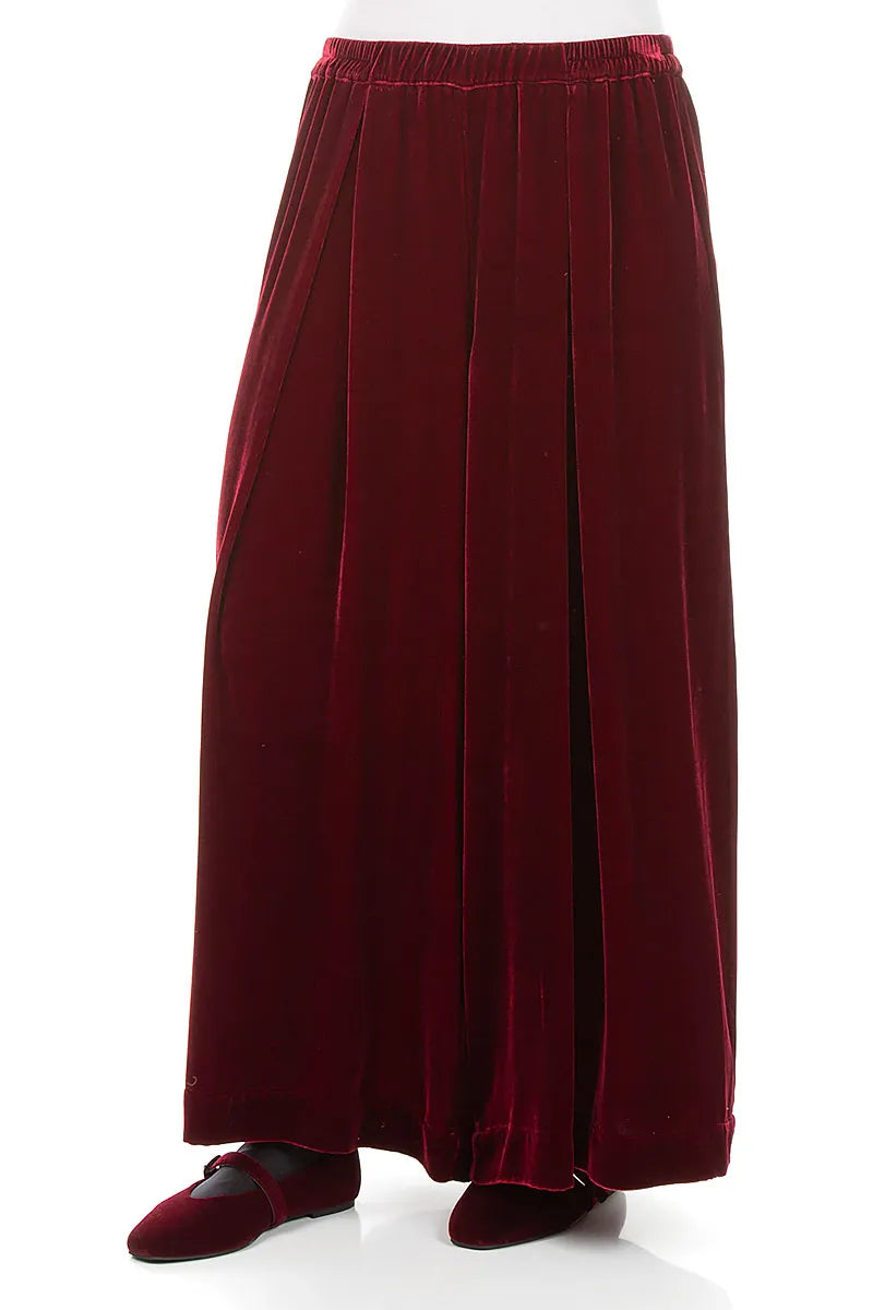 Wide Ruby Silk Velvet Trousers 3