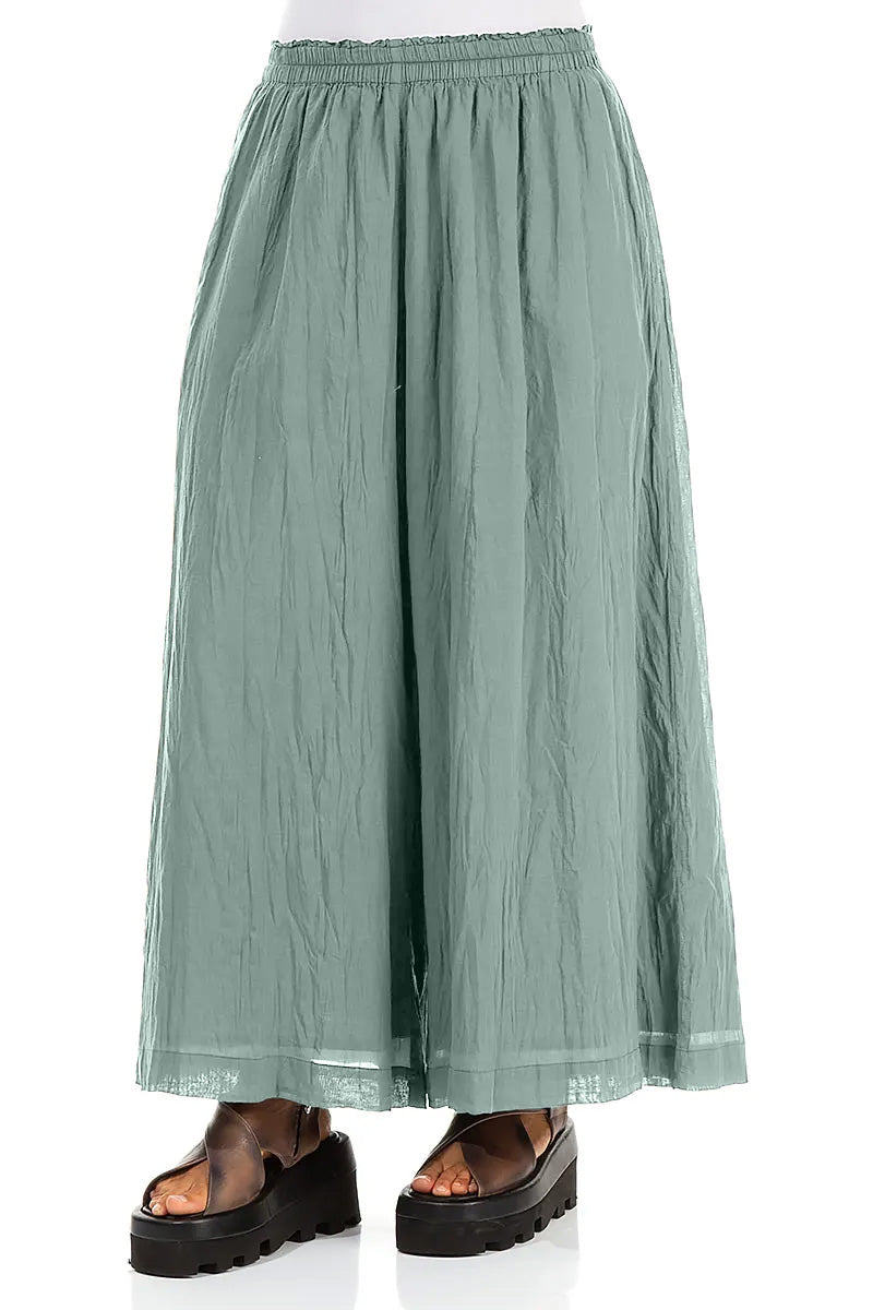 Wide Sage Crumpled Cotton Trousers 3