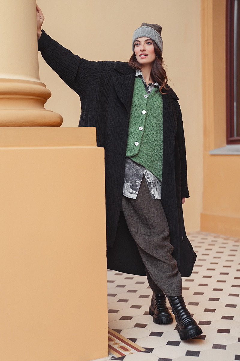 Wide Tie Up Silver Sage Mélange Linen Trousers 6