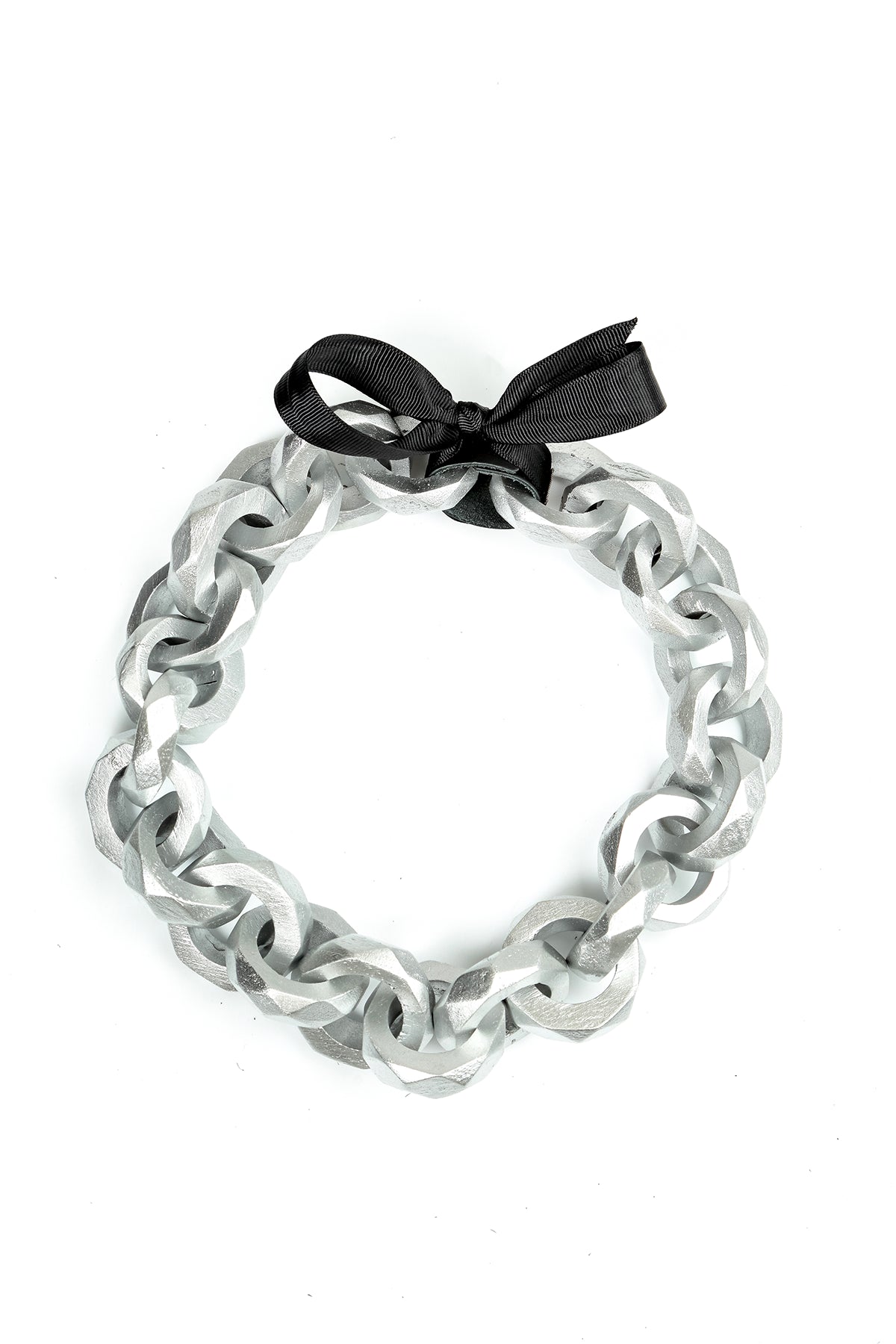 Wooden Loop Silver Chain Necklace