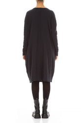 Zips Embellished Grey Wavy Cotton Dress 2