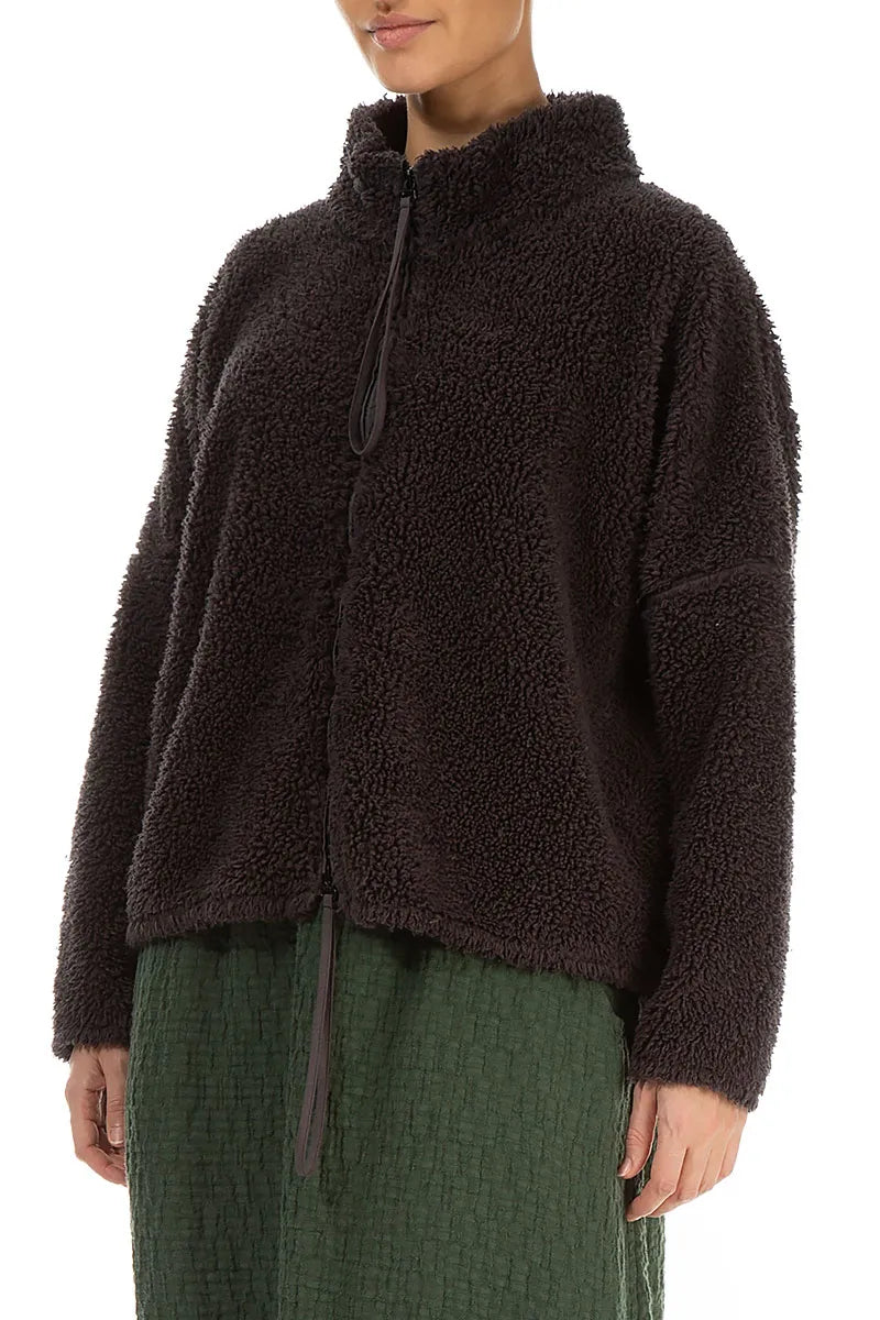 Zips Forest Brown Teddy Cotton Jacket 3