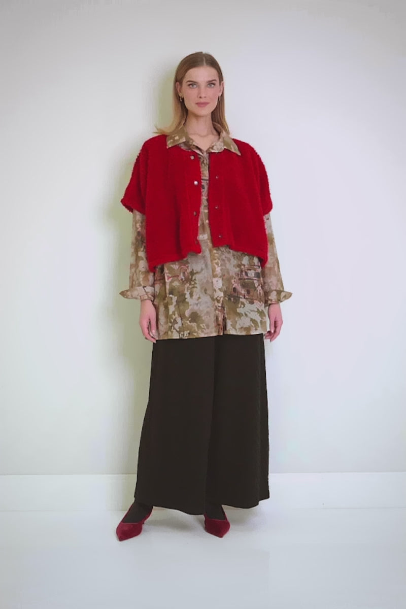 Gilet en coton Teddy rouge cerise