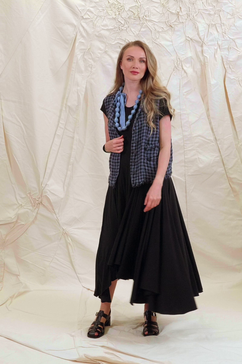 Asymmetric Black Cotton Dress 9