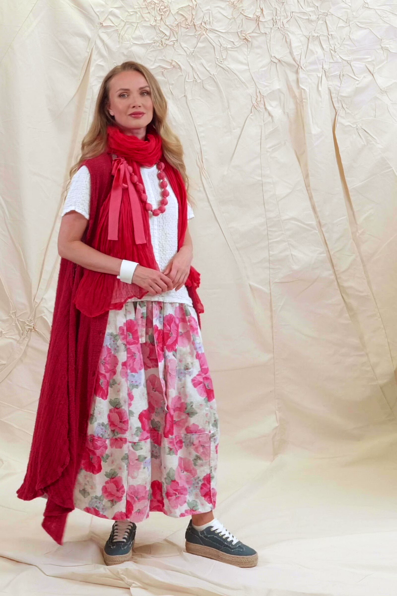 Balloon Peony Blossom Linen Skirt 7