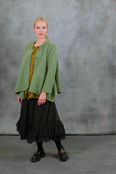Asymmetric Buttoned Sage Green Alpaca Wool Cardigan 8