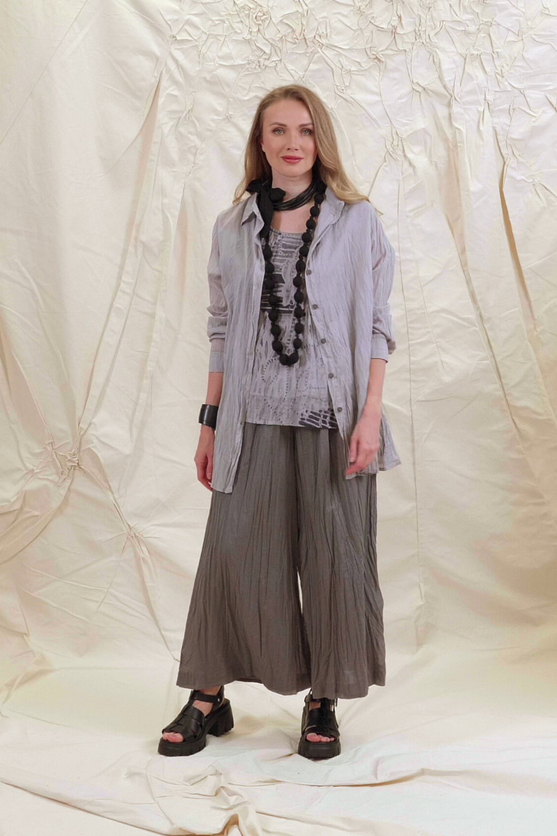 Collar Greige Crumpled Cotton Shirt 7