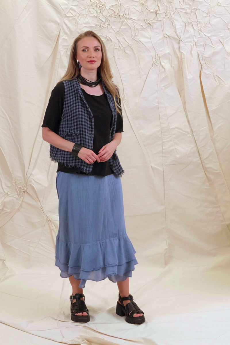 Flowy Blue Nova Silk Cotton Skirt 8