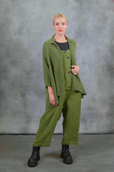 Loose Olive Textured Linen Shirt 7