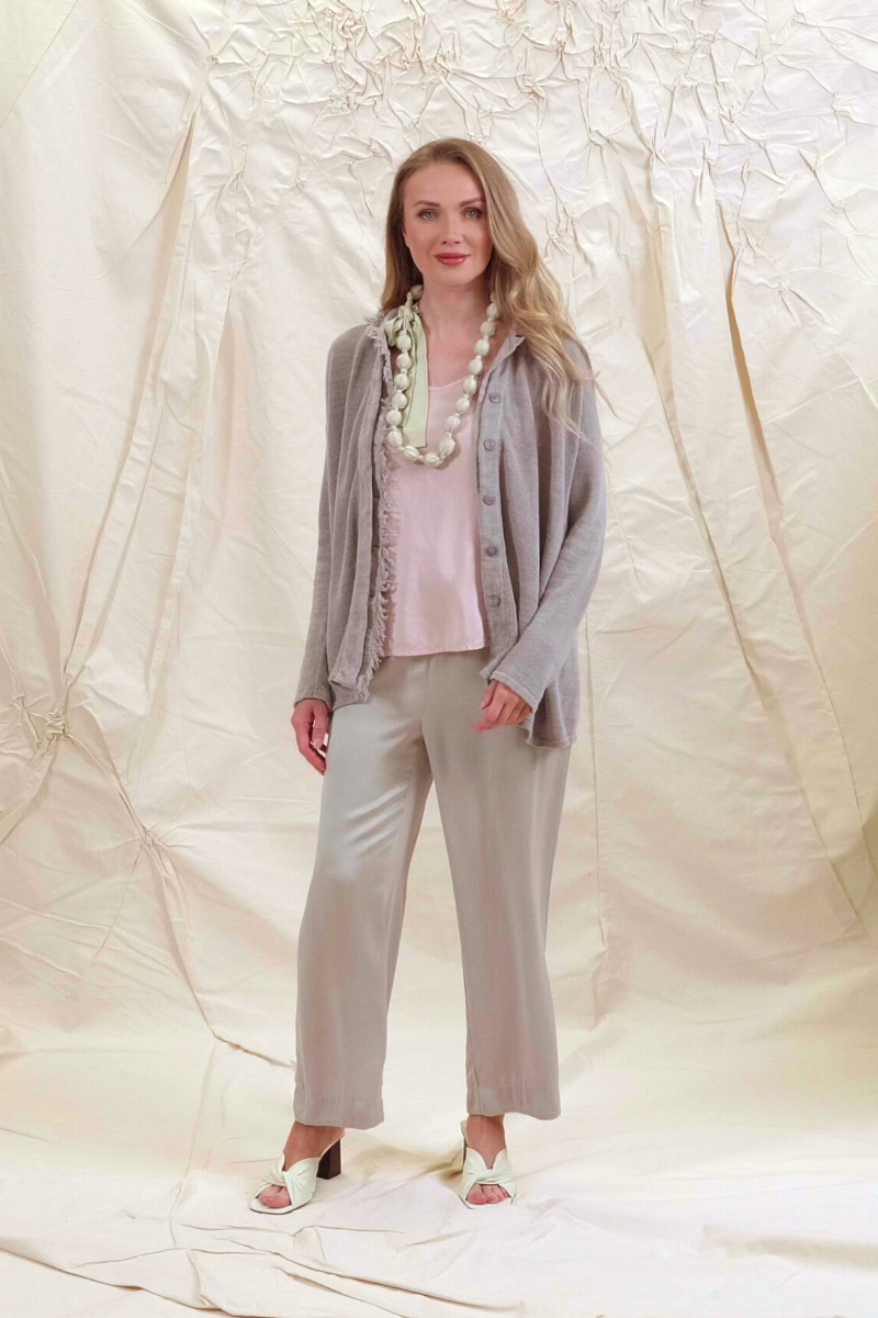 Raw Edge Greige Linen Cardigan 8