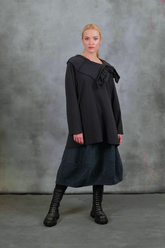 Ruffled Collar Grey Wavy Cotton Tunic 8