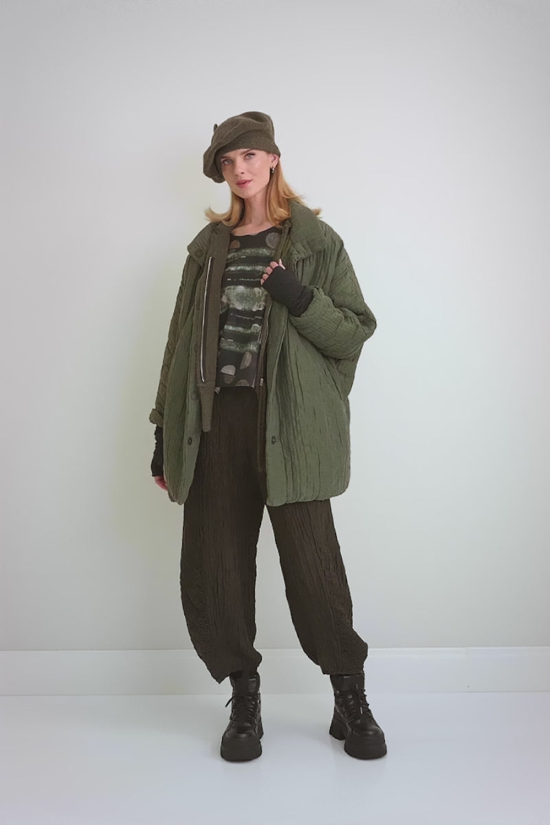 Zip Closed Khaki Wool Cardigan 7