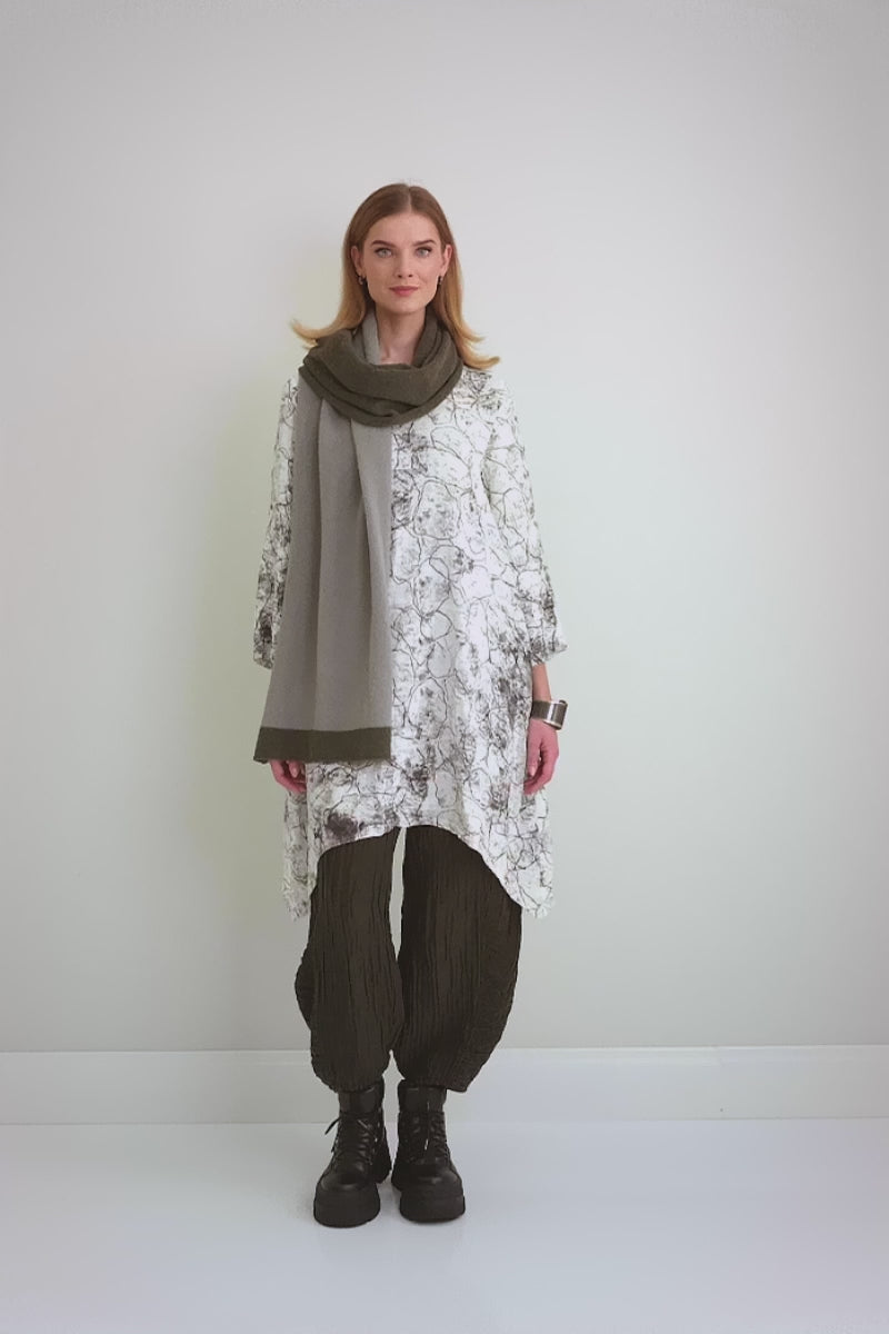 Dual Khaki & Pistachio Wool Scarf 6