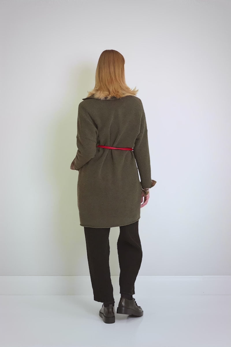 Collar Khaki Wool Cardigan 7