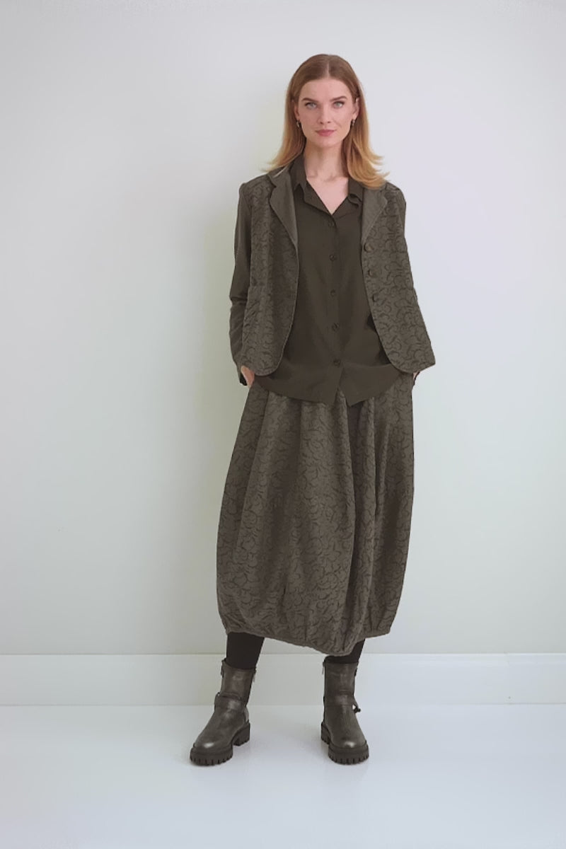 Ornamented Forest Brown Silk Cotton Jacket 7