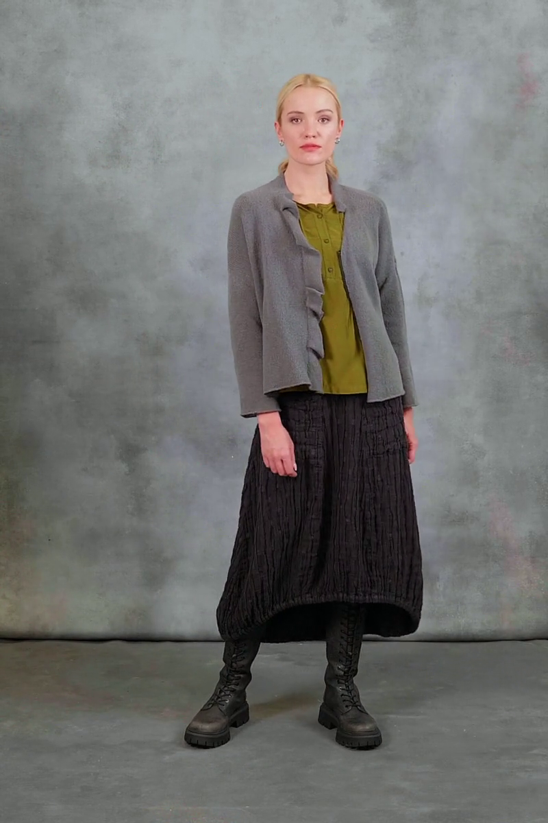 Frilled Neck Vintage Violet Wool Cardigan 7