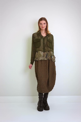 V-Neck Layered Terra Silk Cotton Blouse 7