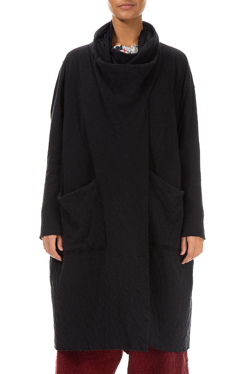 Adjustable Collar Grey Wavy Cotton Jacket 1