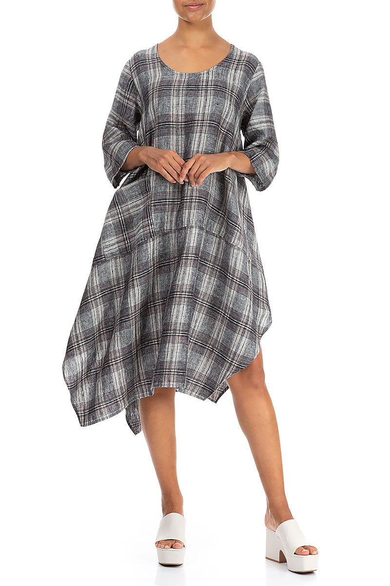 Asymmetric Checkered Pure Linen Tunic 4
