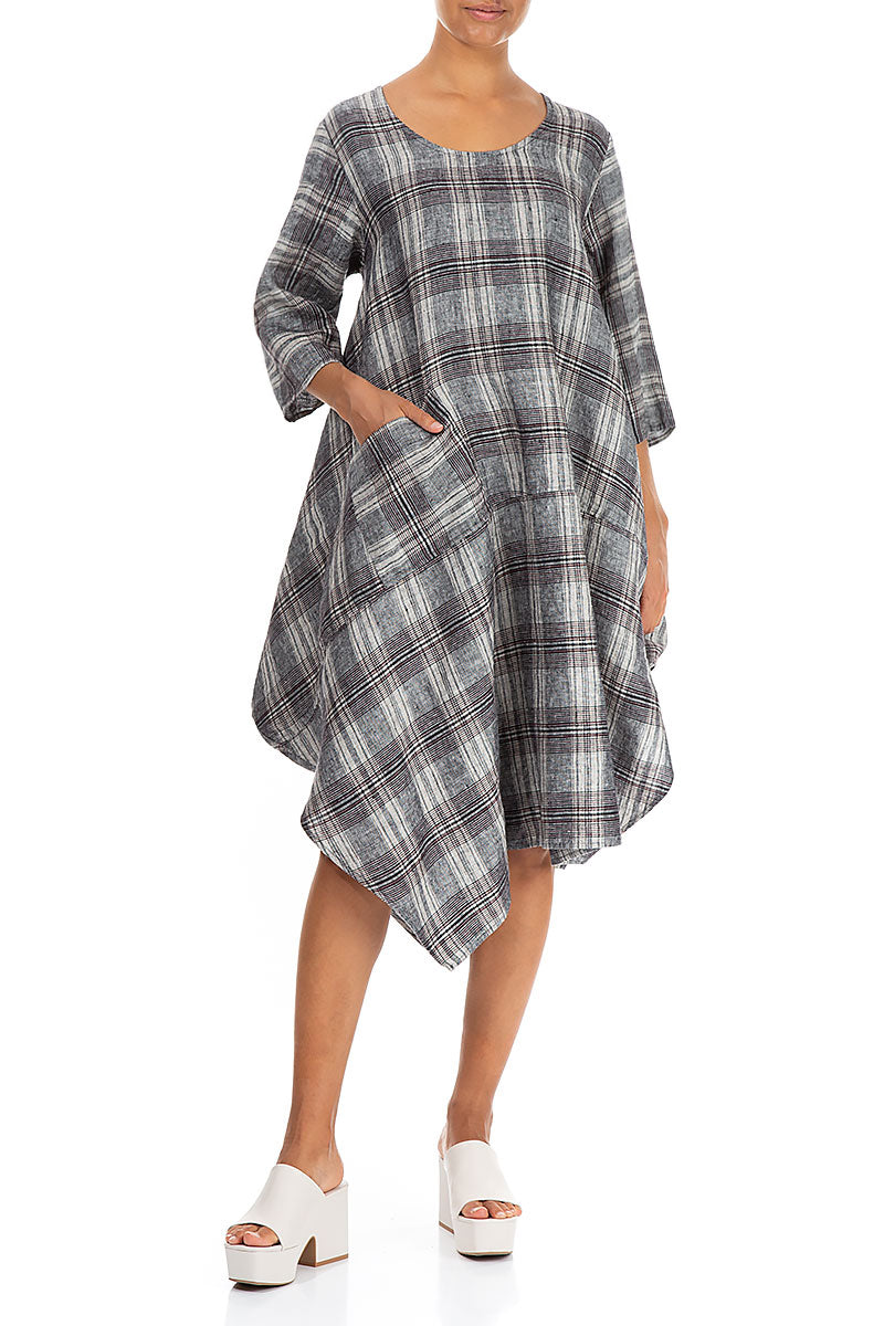 Asymmetric Checkered Pure Linen Tunic 5
