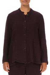 Aubergine Peplum Mélange Linen Jacket 1