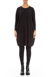 Balloon Black Cotton Midi Dress 1