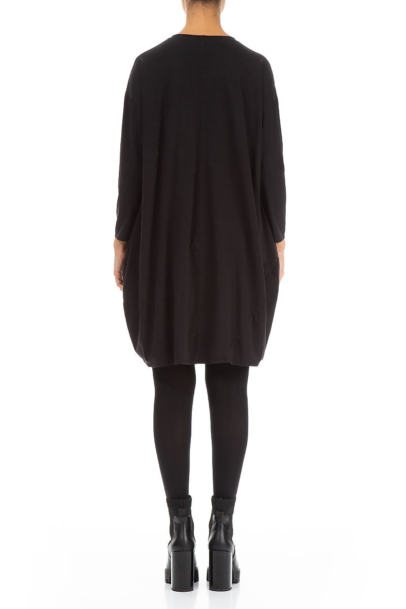 Balloon Black Cotton Midi Dress 2