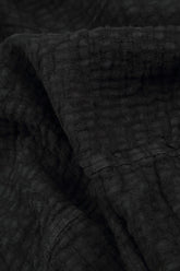 Balloon Long Sleeves Black Textured Linen Dress 5