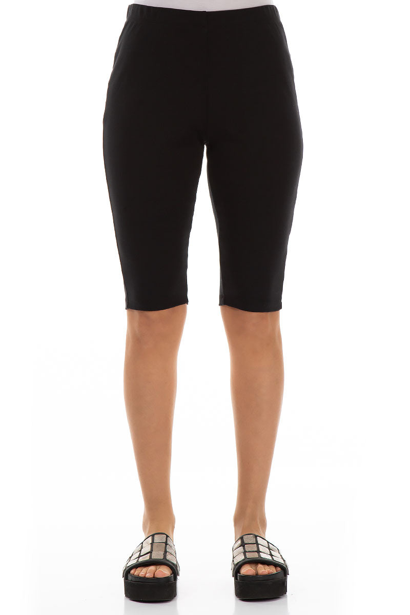 Black Cotton Stretch Shorts 1