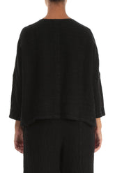 Black Mélange Linen Jacket Blouse 2