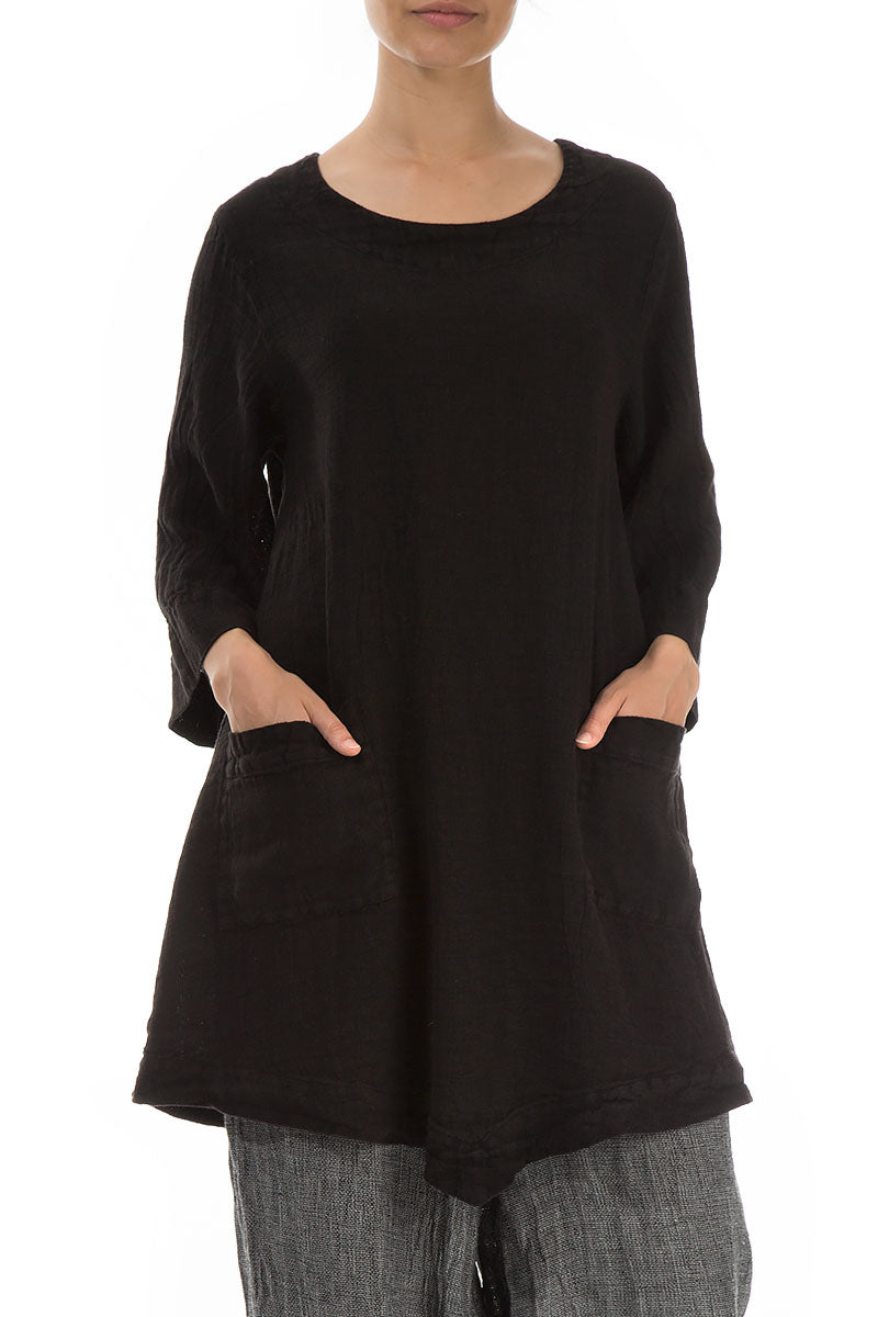Black Mélange Linen Tunic 3