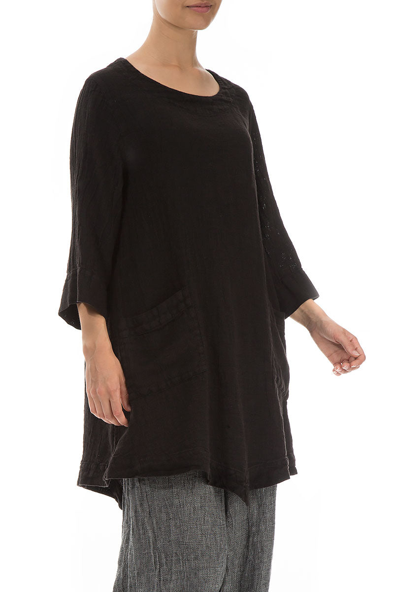 Black Mélange Linen Tunic 4