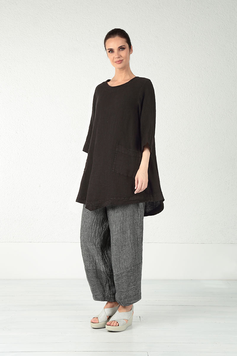 Black Mélange Linen Tunic 7