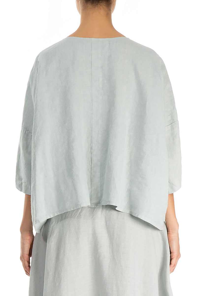 Boxy Light Grey Linen Jacket 2