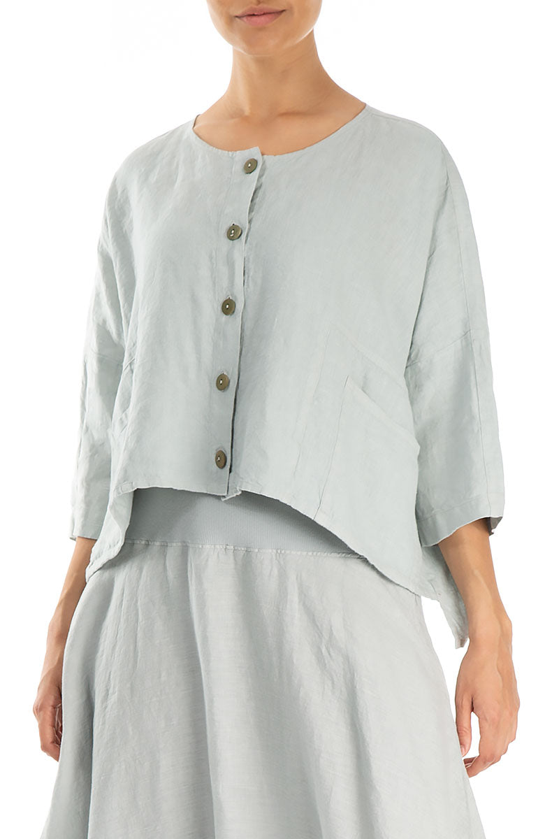Boxy Light Grey Linen Jacket 3