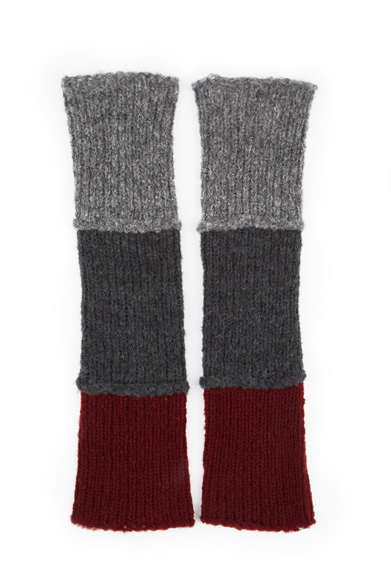 Dark Red & Grey Wool Wristlets 4