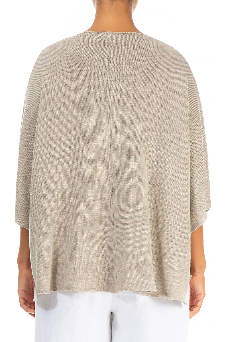 Button Band Boxy Natural Linen Cardigan 2