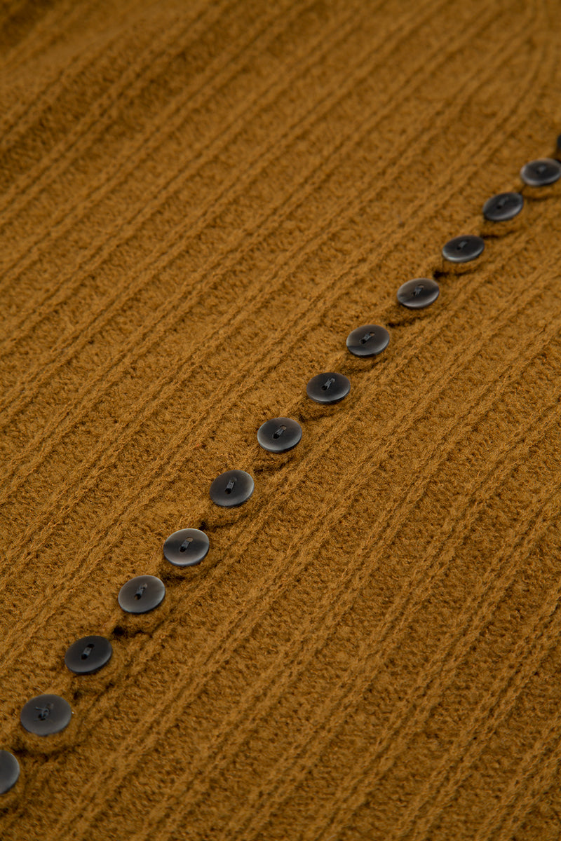 Ribbed Mustard Wool Cardigan 5