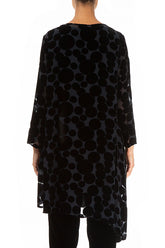 Asymmetrical Devoré Bubbles Black Silk Velvet Tunic 2