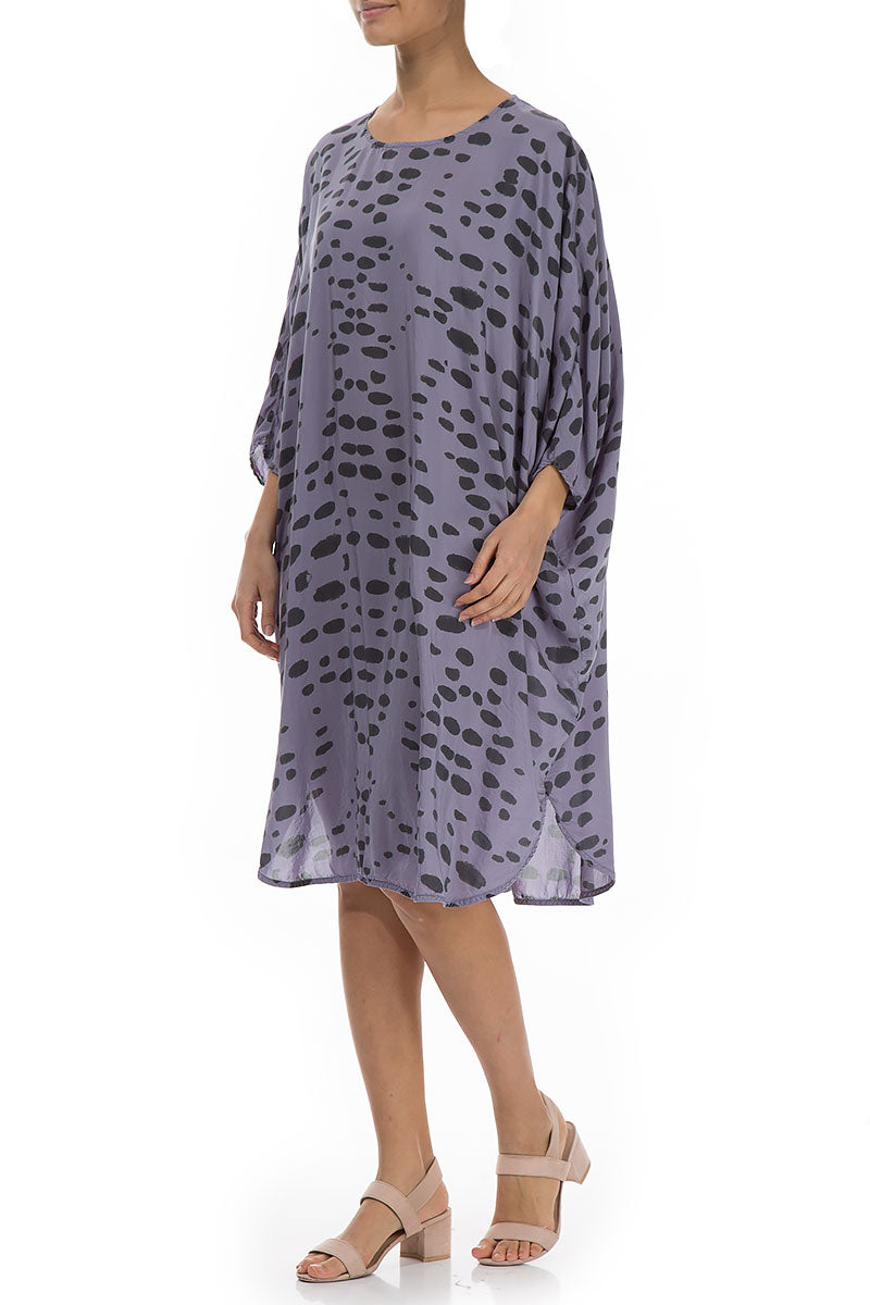 Drops Print Violet Silk Bamboo Tulip Dress Tunic 5