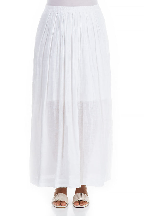 Flared White Gauze Linen Maxi Skirt 1