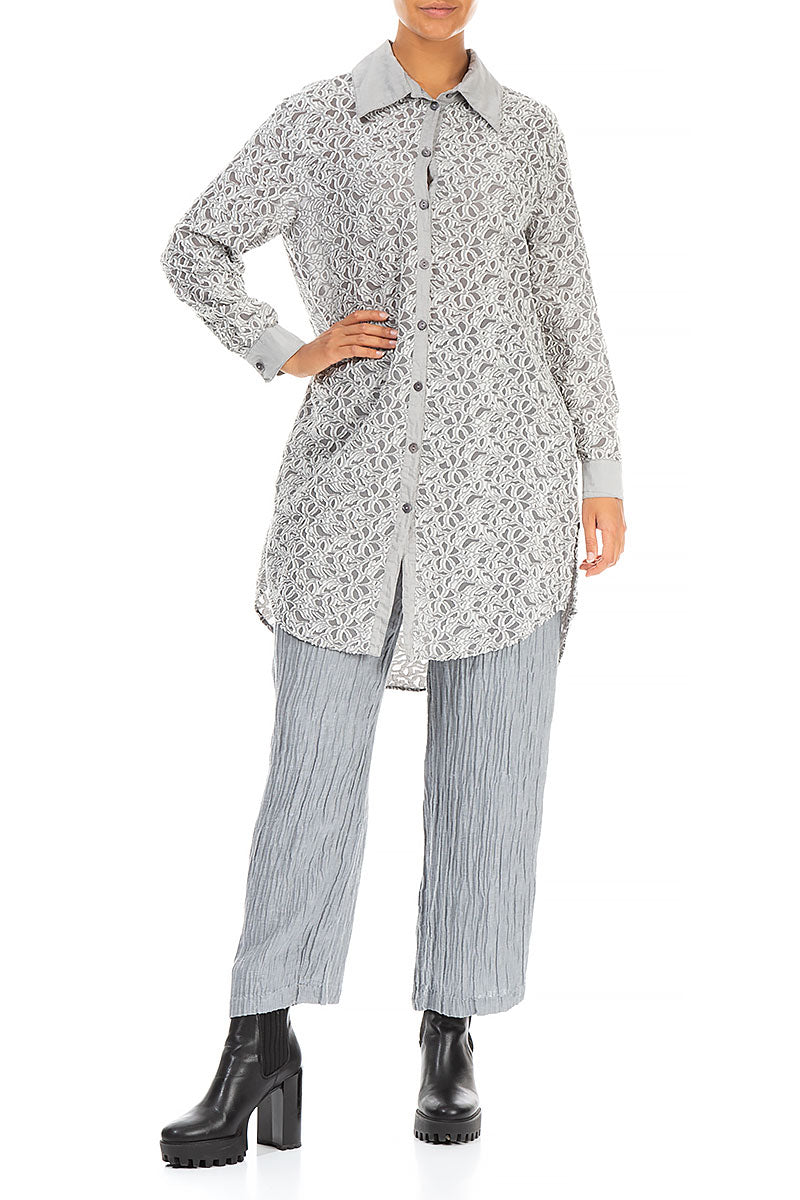 Floral Silver Silk Shirt 4