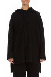 Black Cotton Jersey Hoodie 1