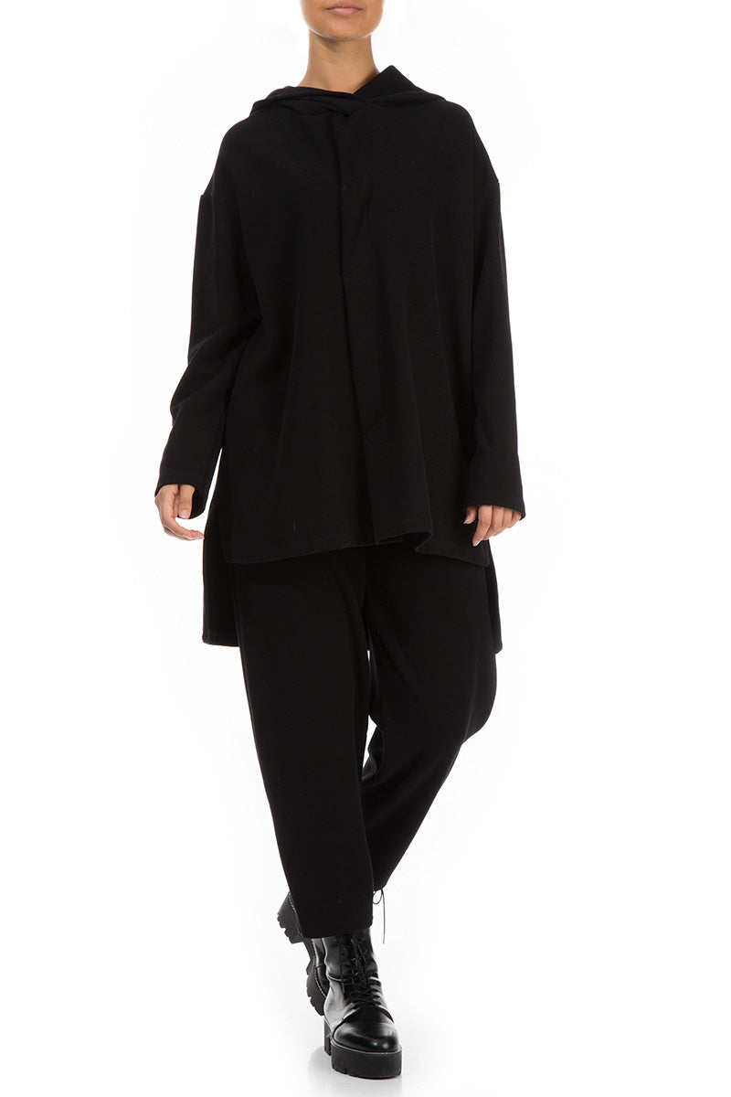 Black Cotton Jersey Hoodie 4